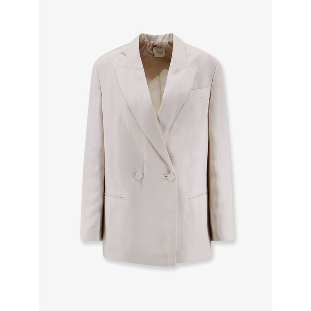Alysi Women Double-Breasted Lyocell And Linen Blazer